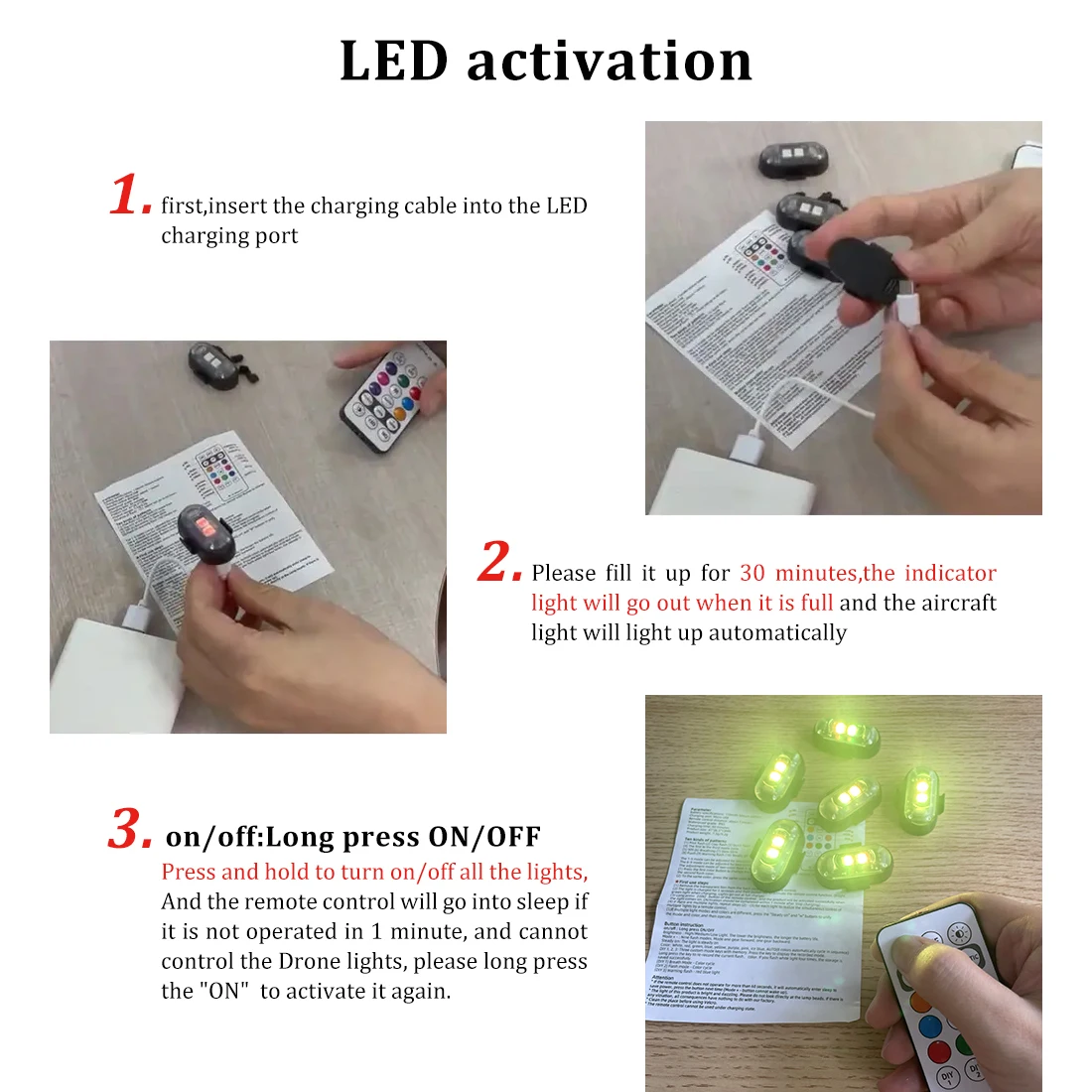 2/4/8Pcs Wireless Remote Contr - Drone Strobe Light 评论和价格